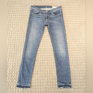 Rag and Bone Women's Size 28 Dre Ankle Skinny Low Rise Medium Wash Jeans Raw Hem